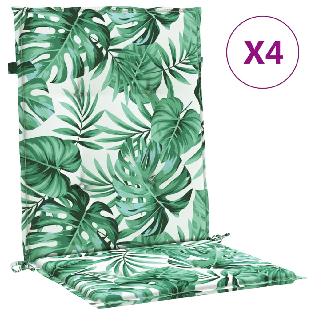 VidaXL coussins de chaise 4 pièces tissu à motif de feuilles à dossier bas