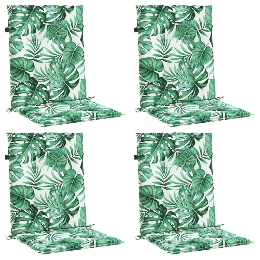 VidaXL coussins de chaise 4 pièces tissu à motif de feuilles à dossier bas