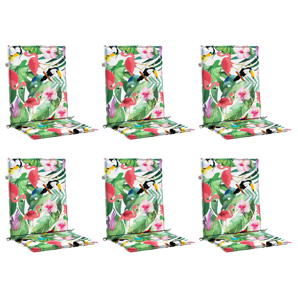 VidaXL coussins de chaise 6 pcs tissu à dossier bas multicolore