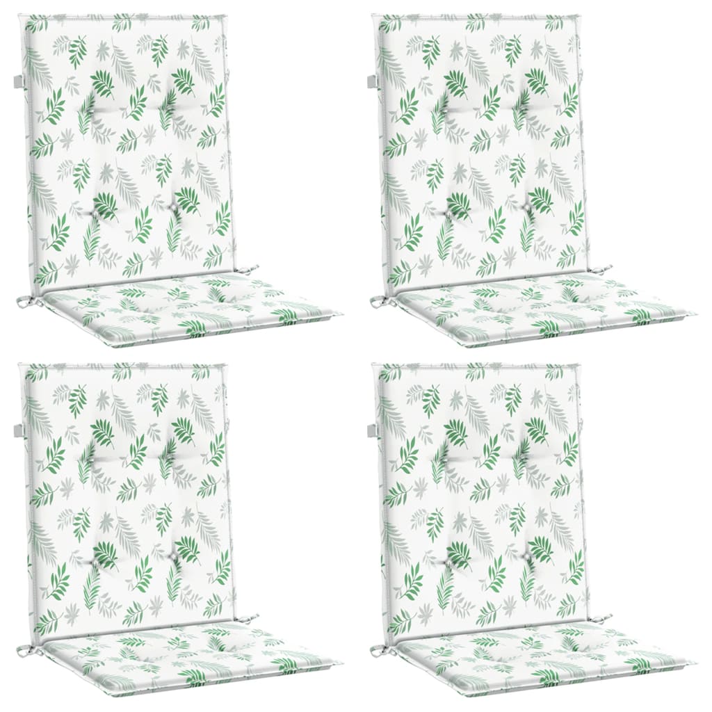 VidaXL coussins de chaise 4 pièces tissu à motif de feuilles à dossier bas