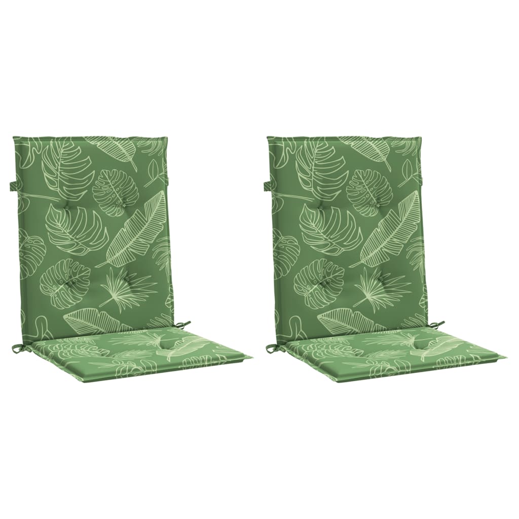 VidaXL coussins de chaise 2 pcs dossier bas tissu motif feuille