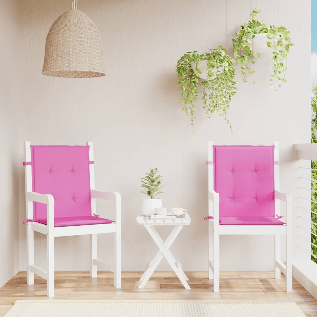 VidaXL coussins de chaise 2 pcs dossier bas tissu rose