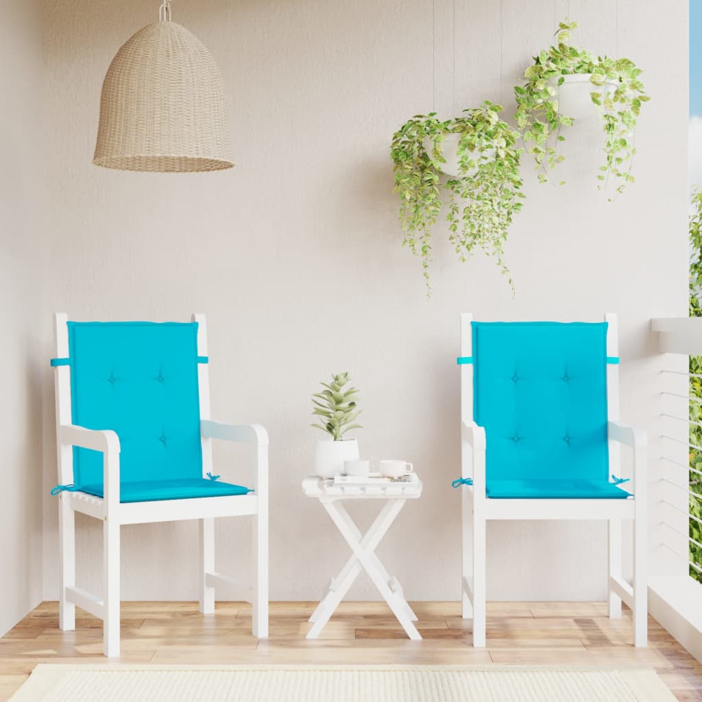 VidaXL coussins de chaise 2 pcs dossier bas tissu turquoise
