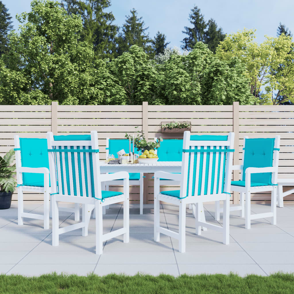 VidaXL coussins de chaise 6 pcs dossier bas tissu turquoise