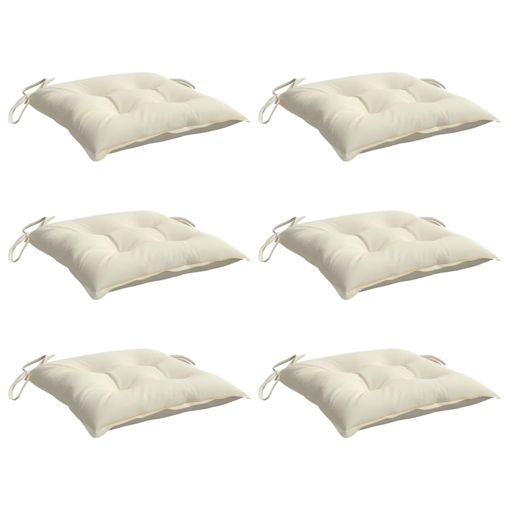 Vidaxx coussins de chaise 6 pcs 40x40x7 cm tissu blanc crème