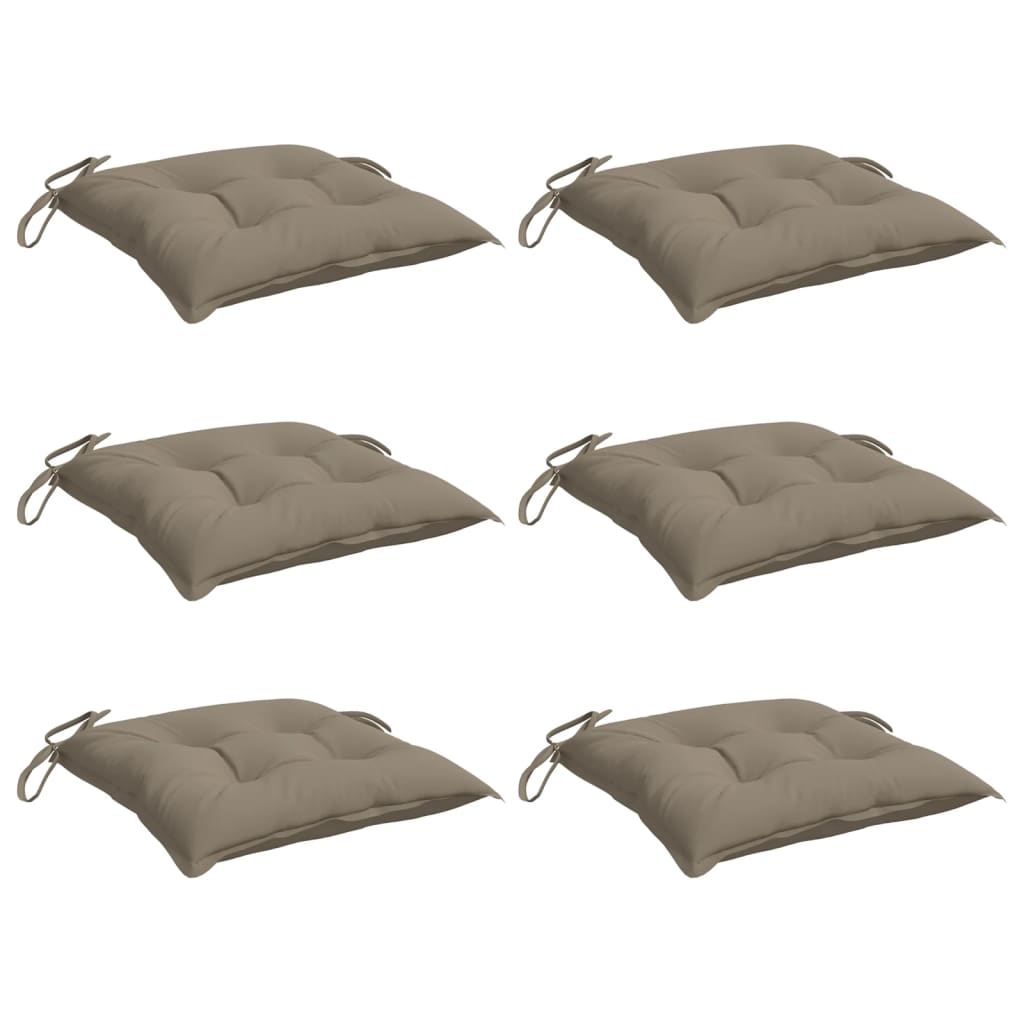 VidaXL coussins de chaise 6 pcs 40x40x7 cm tissu oxford taupe