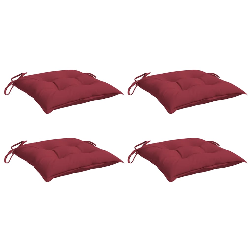 Vidaxx coussins de chaise 4 pcs 40x40x7 cm tissu oxford rouge vin