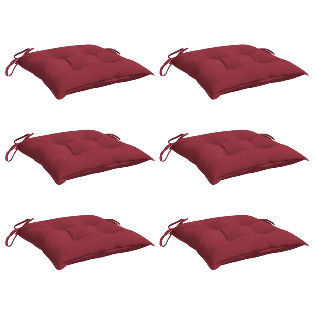 VidaXL coussins de chaise 6 pcs 40x40x7 cm tissu oxford rouge vin