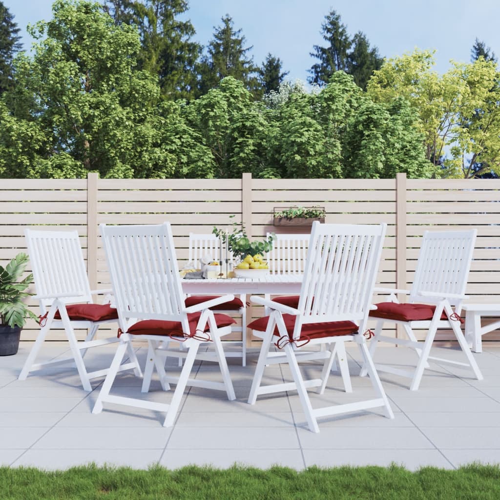 VidaXL coussins de chaise 6 pcs 40x40x7 cm tissu oxford rouge vin