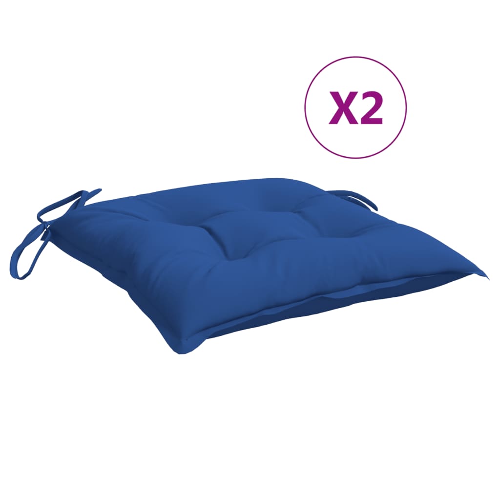 VidaXL coussins de chaise 2 pcs 40x40x7 cm tissu oxford bleu