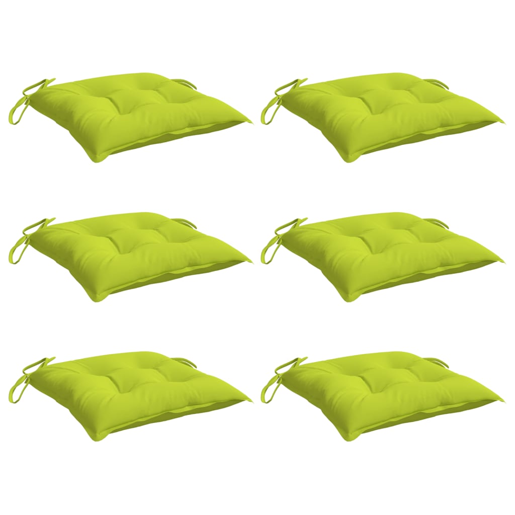 VidaXL coussins de chaise 6 pcs 40x40x7 cm tissu oxford vert vif