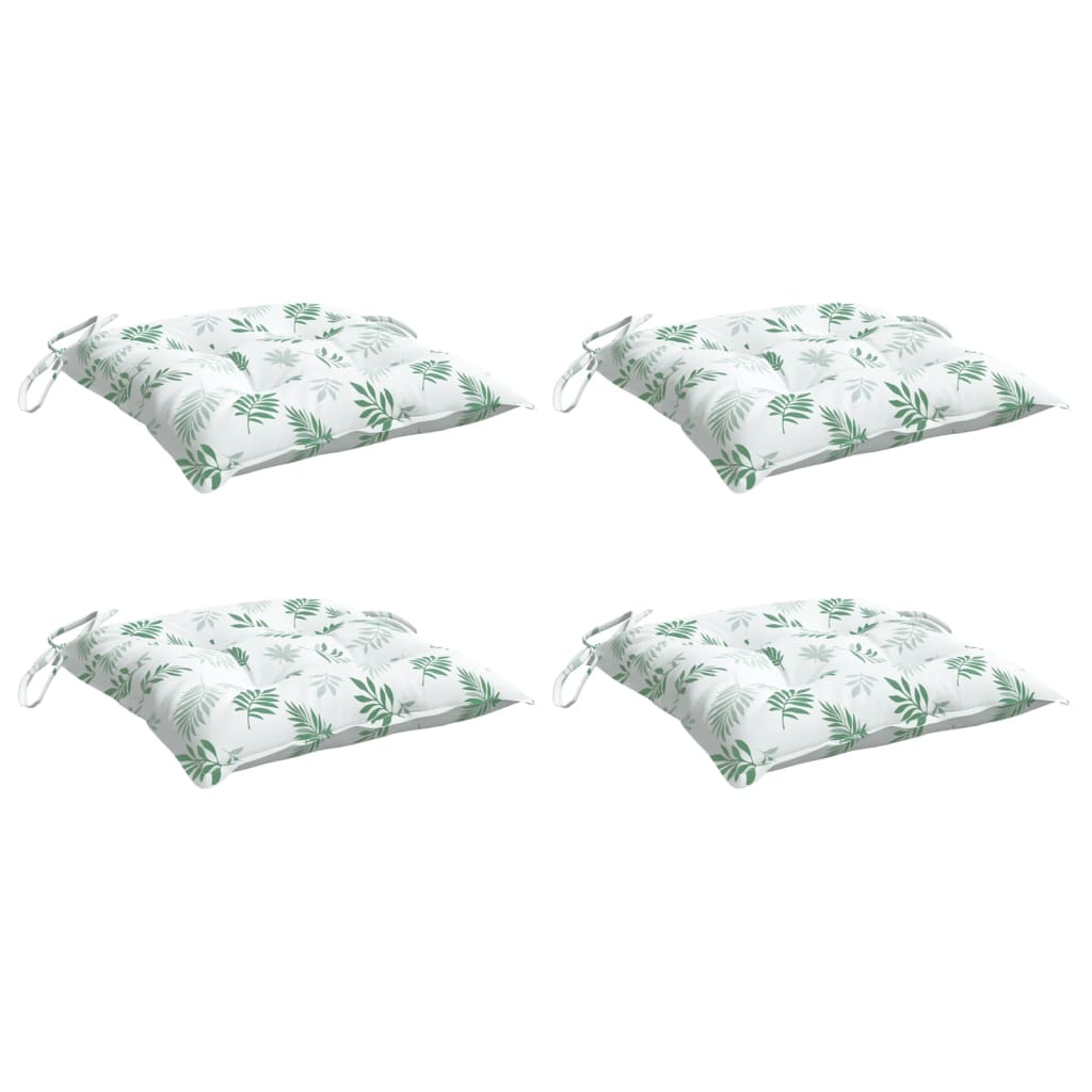 VidaXL coussins de chaise 4 pcs motif feuille 40x40x7 cm tissu