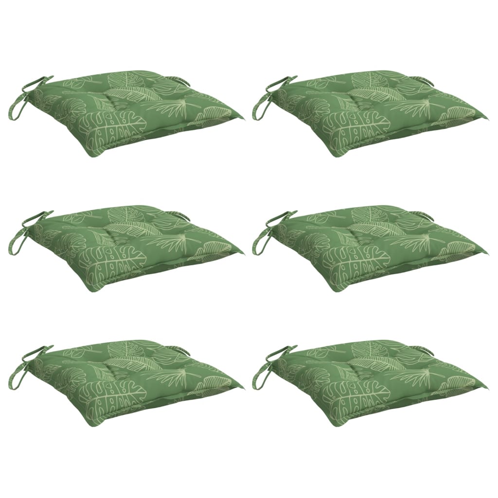 Vidaxx coussins de chaise 6 pcs motif feuille 40x40x7 cm tissu