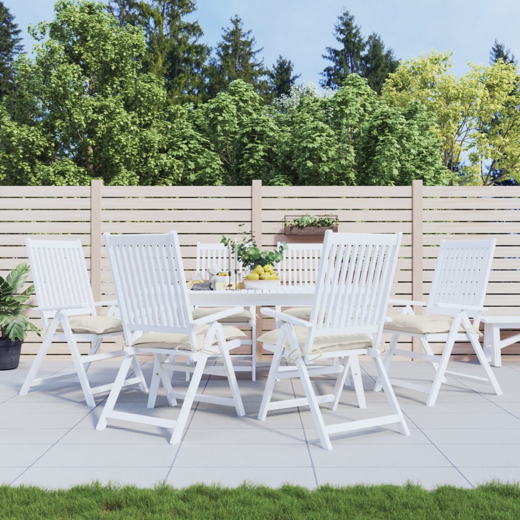 VidaXL coussins de chaise 6 pcs 50x50x7 cm tissu oxford blanc crème