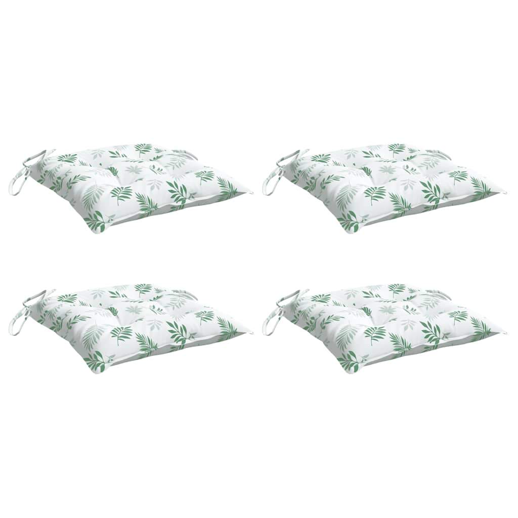 VidaXL coussins de chaise 4 pcs 50x50x7 cm tissu motif feuille