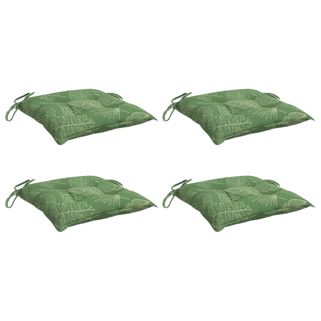 VidaXL coussins de chaise 4 pcs motif feuille 50x50x7 cm tissu