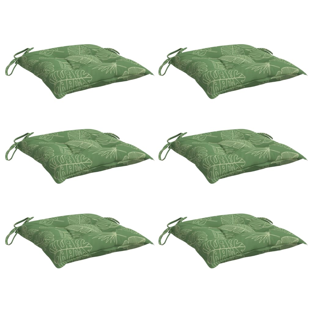 Vidaxx coussins de chaise 6 pcs motif feuille 50x50x7 cm tissu