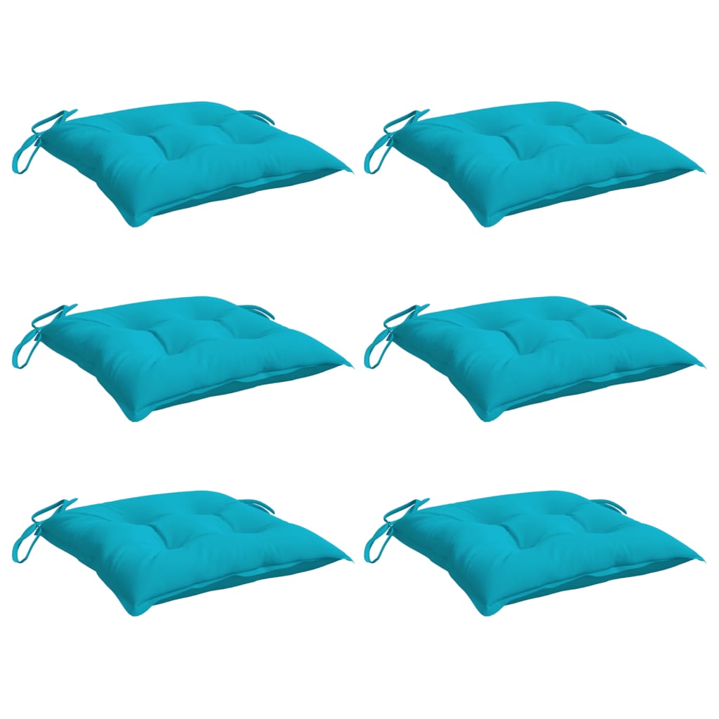 VidaXL coussins de chaise 6 pcs 50x50x7 cm tissu turquoise