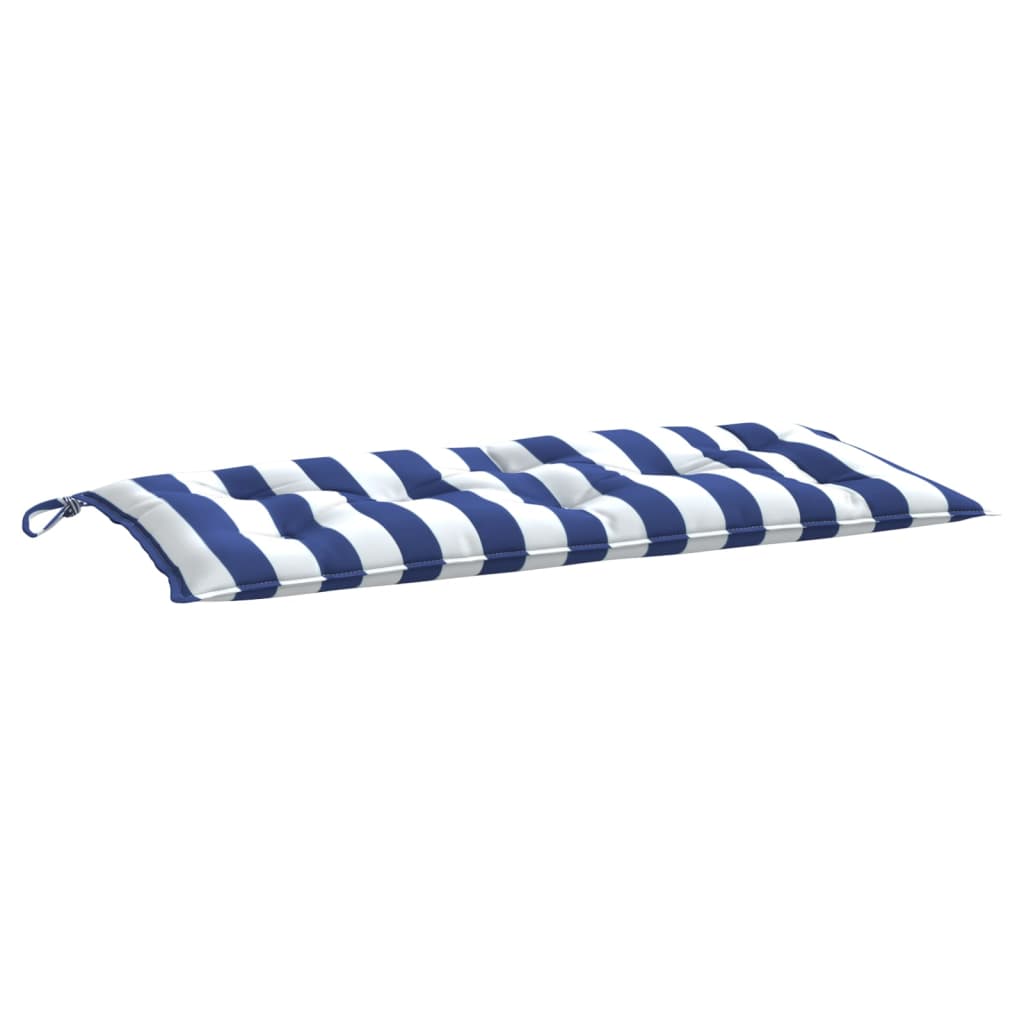 VidaXL coussin de banc de jardin 100x50x7 cm tissu rayé blanc et bleu