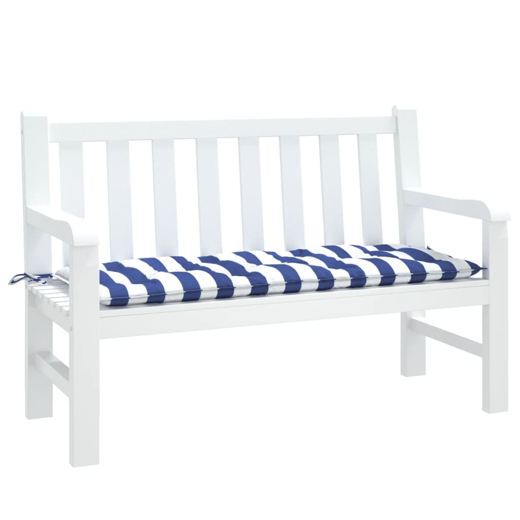 Vidaxx coussin de banc de jardin rayé 120x50x7 cm tissu blanc et bleu