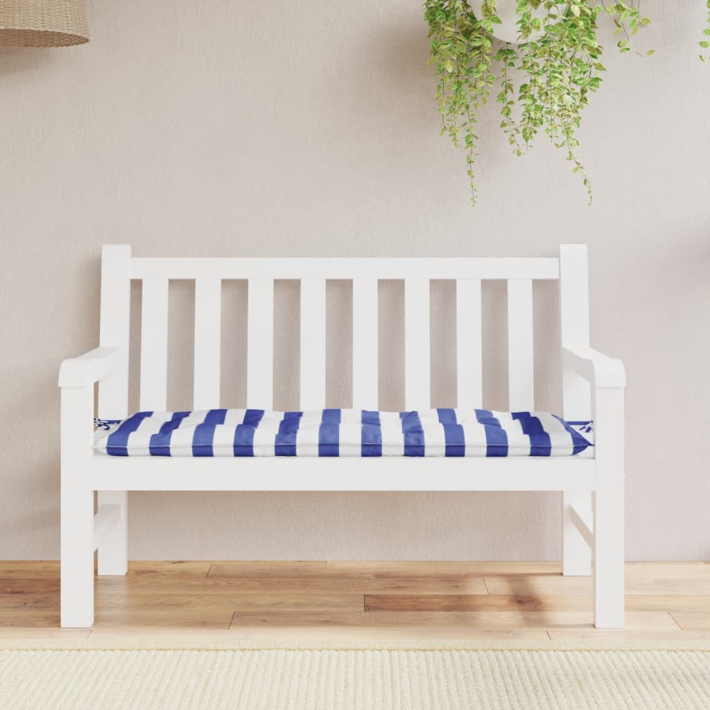 Vidaxx coussin de banc de jardin rayé 120x50x7 cm tissu blanc et bleu