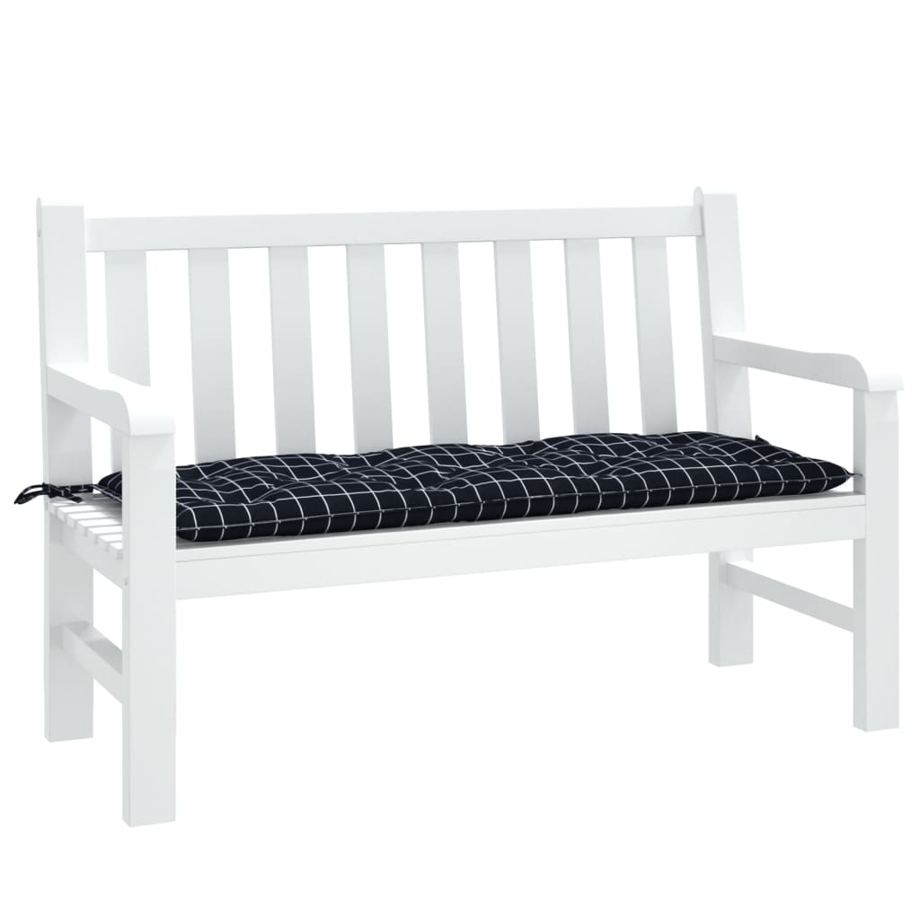 VidaXL coussin de banc de jardin motif losange 120x50x7 cm tissu noir