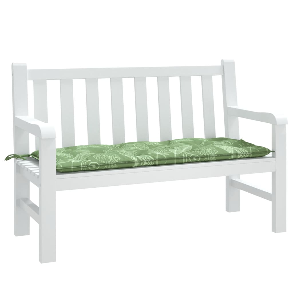 VidaXL coussin de banc de jardin motif feuille 120x50x7 cm tissu