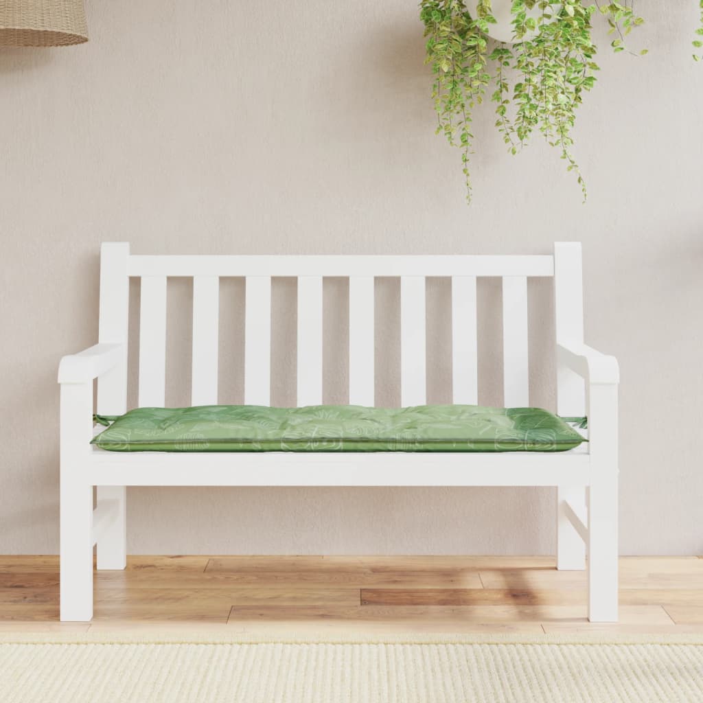 VidaXL coussin de banc de jardin motif feuille 120x50x7 cm tissu