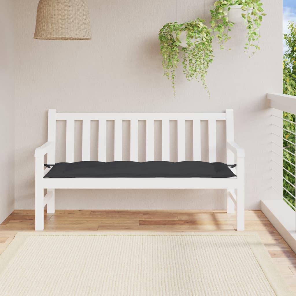 VidaXL coussin de banc de jardin 150x50x7 cm tissu oxford noir