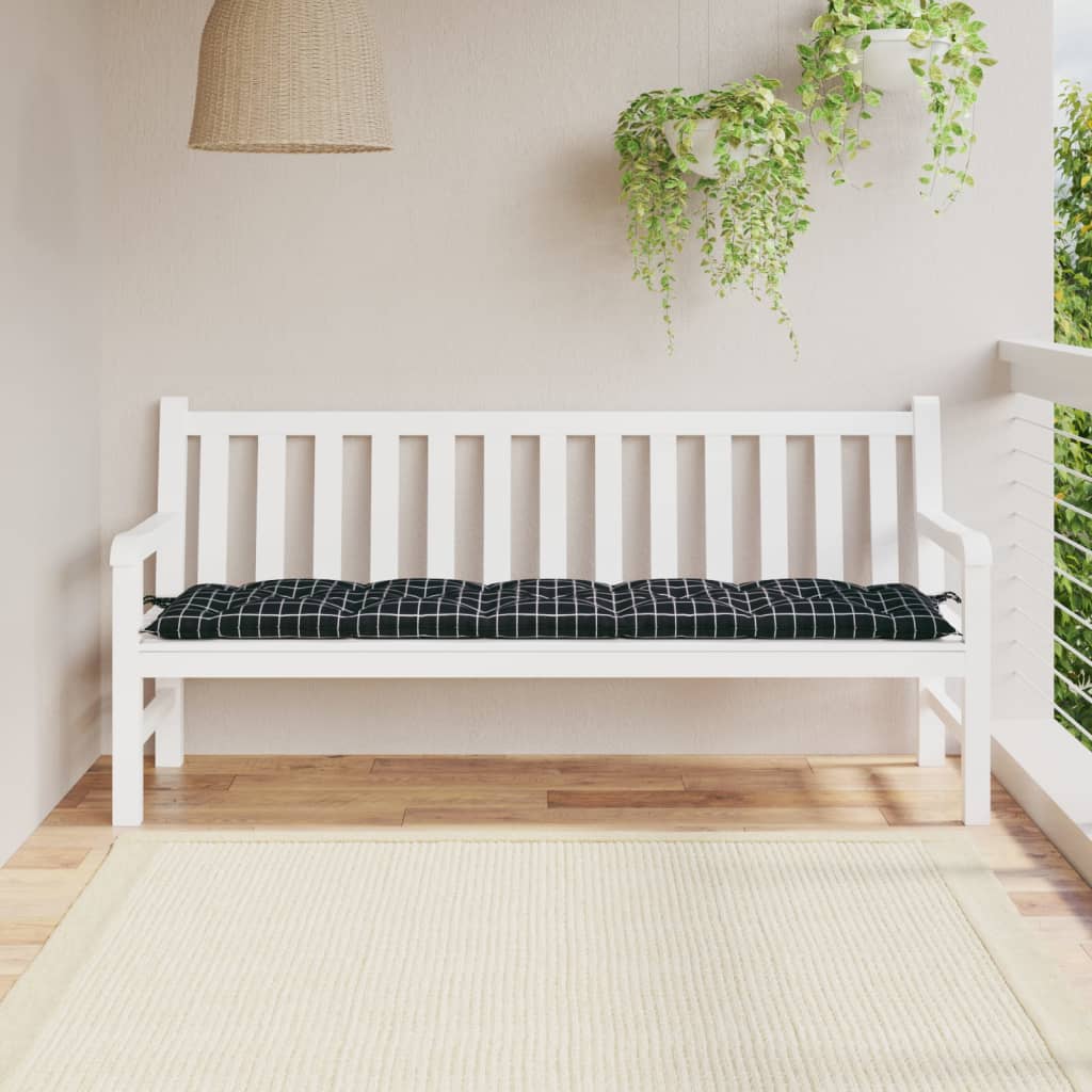 Vidaxx coussin de banc de jardin 180x50x7 cm tissu oxford motif losange noir