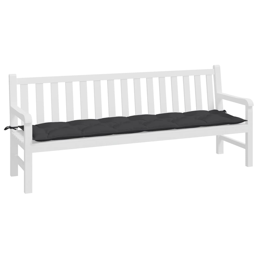 VidaXL coussin de banc de jardin 200x50x7 cm tissu noir