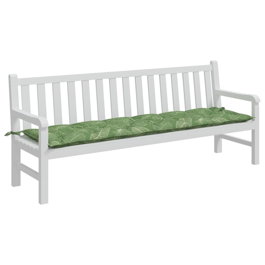 VidaXL coussin de banc de jardin motif feuille 200x50x7 cm tissu