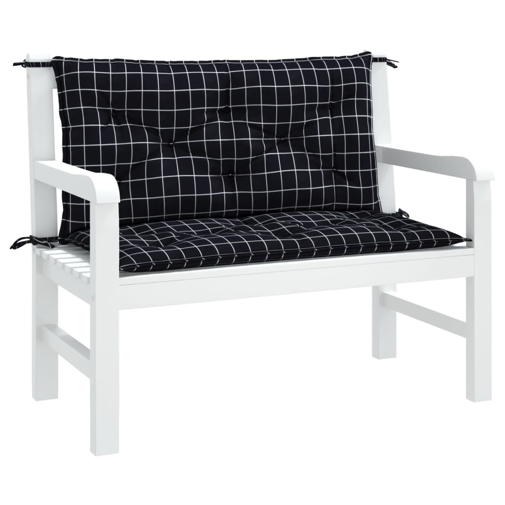 VidaXL Coussins de banc de jardin 2 pcs motif losange 100x50x7 cm tissu noir