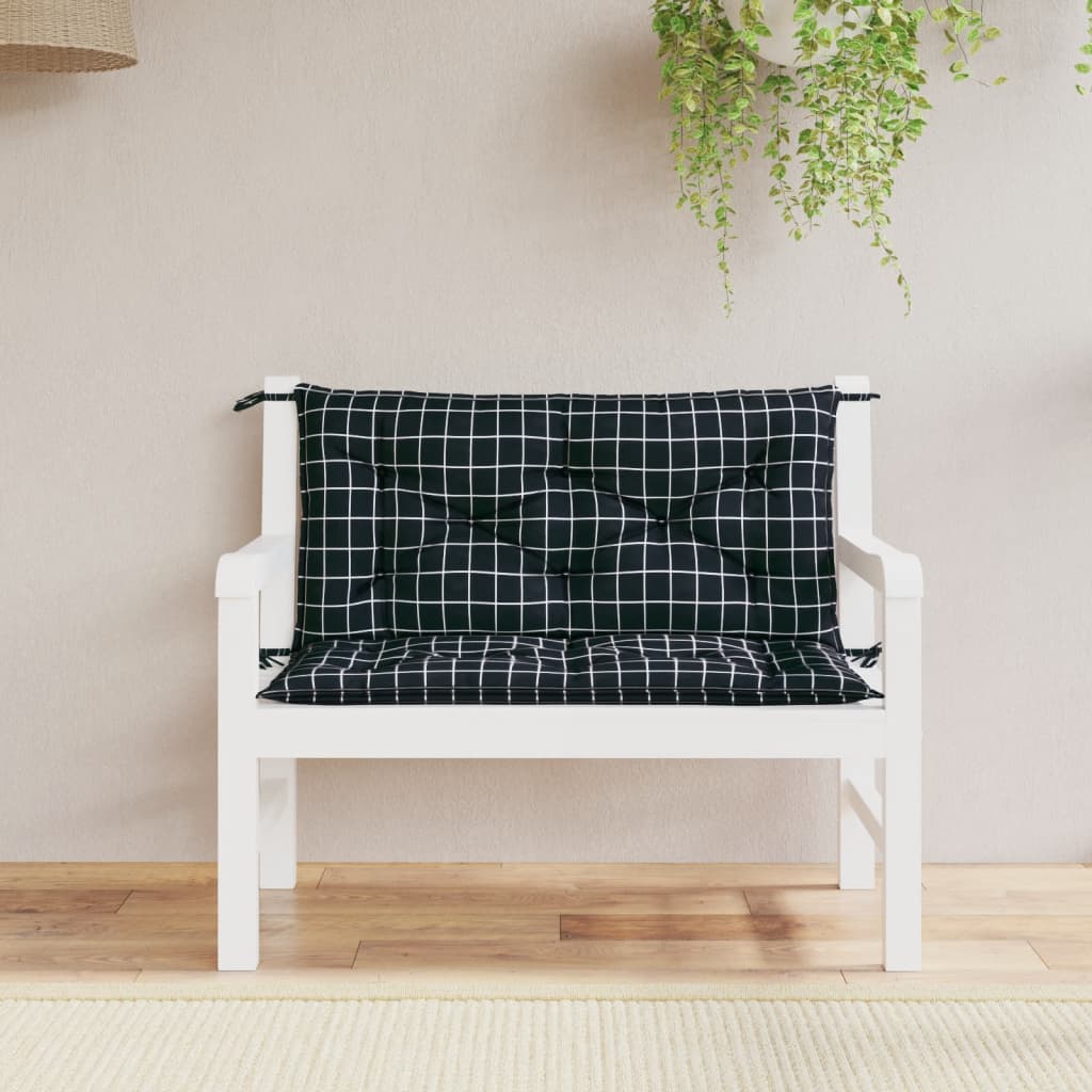 VidaXL Coussins de banc de jardin 2 pcs motif losange 100x50x7 cm tissu noir