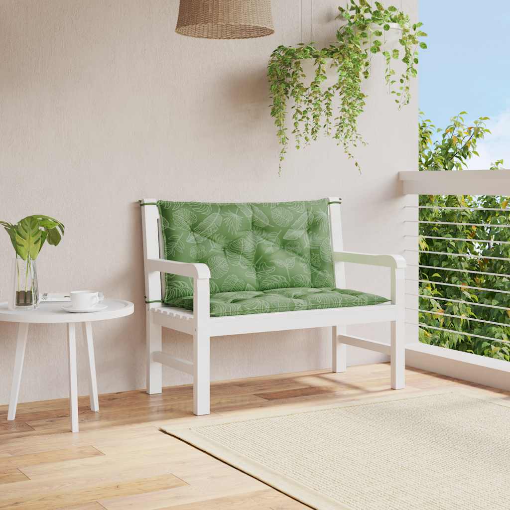 Vidaxx coussins de banc de jardin 2 pcs motif feuille 100x50x7 cm tissu