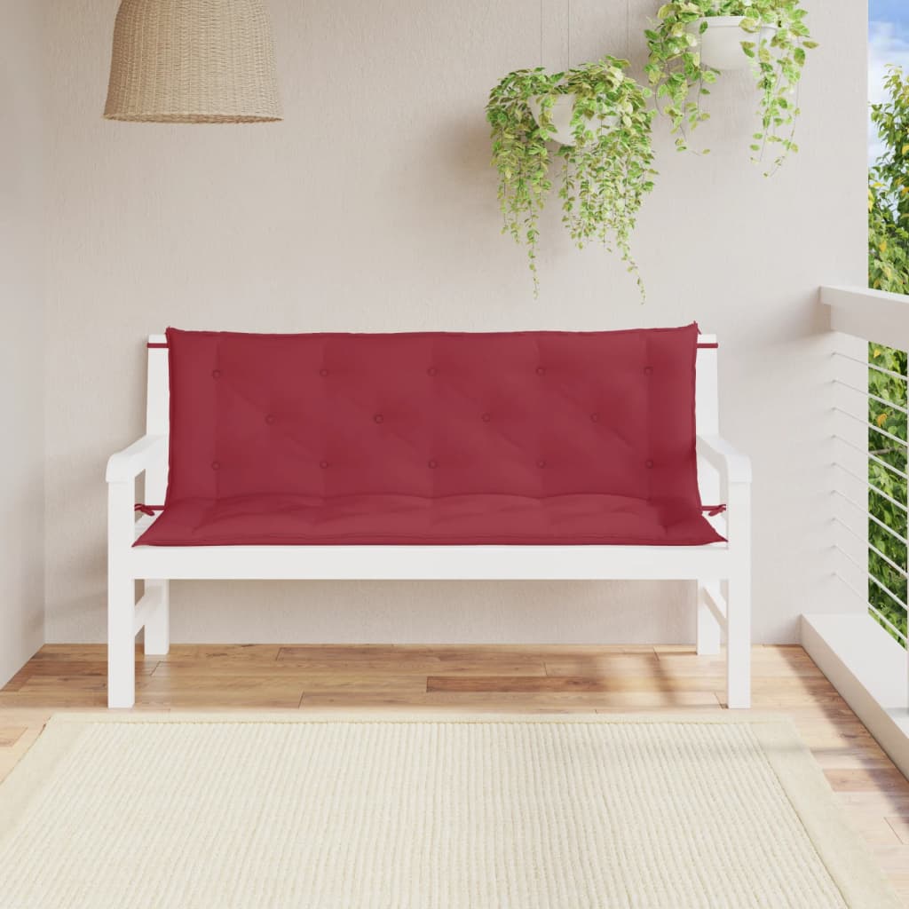 Vidaxx coussins de banc de jardin 2 pcs 150x50x7 cm tissu oxford rouge vin