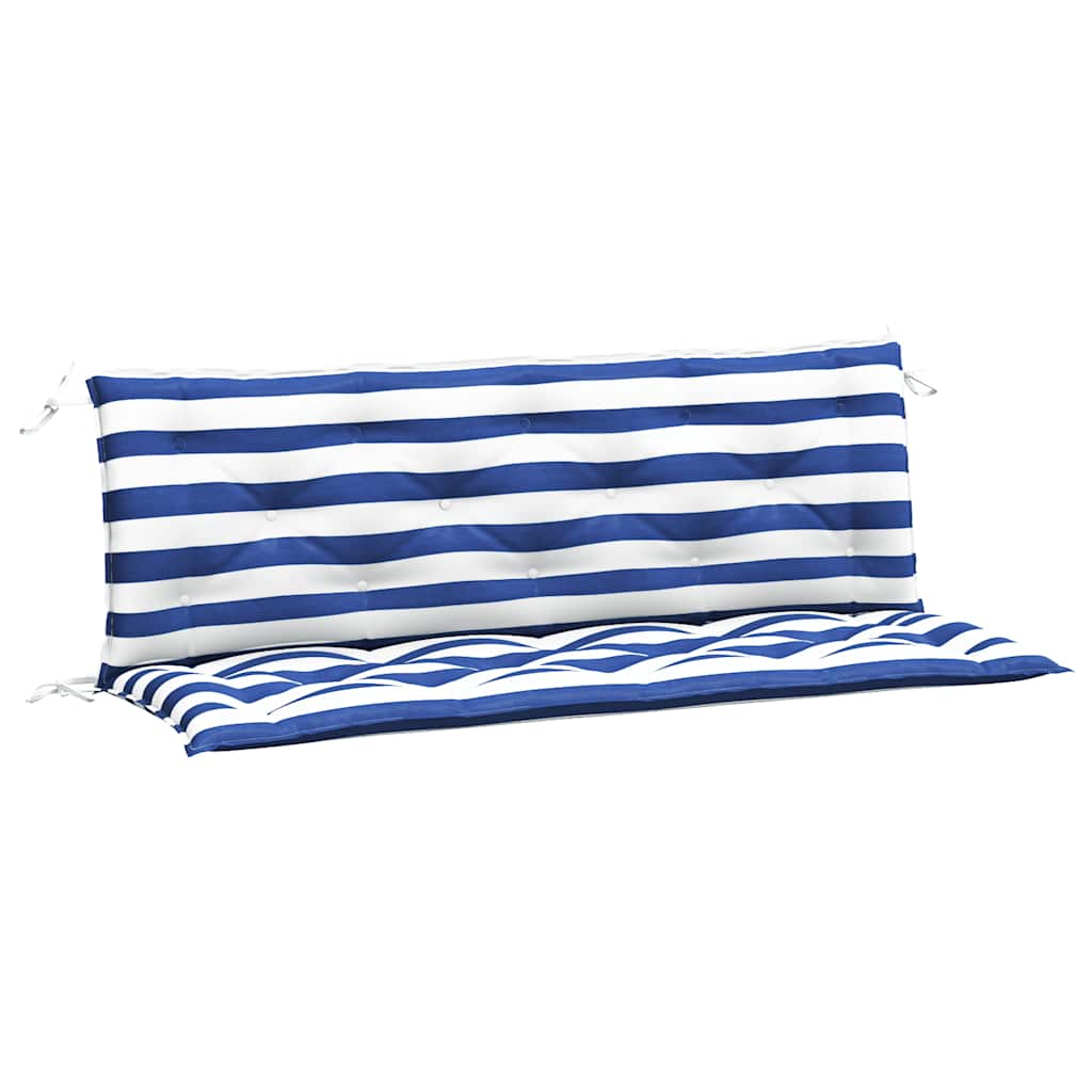 Vidaxx coussins de banc de jardin 2 pcs rayé 150x50x7 cm tissu blanc et bleu