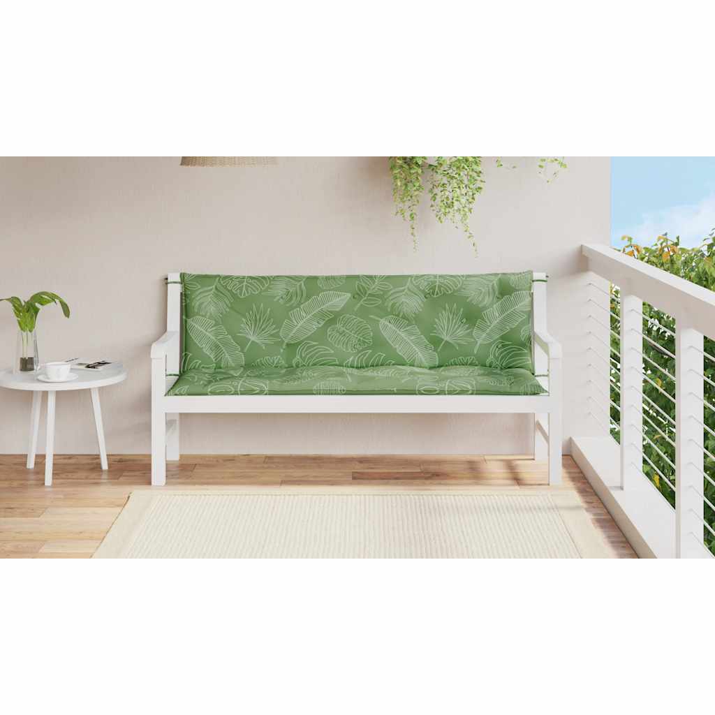 Vidaxx coussins de banc de jardin 2 pcs motif feuille 150x50x7 cm tissu