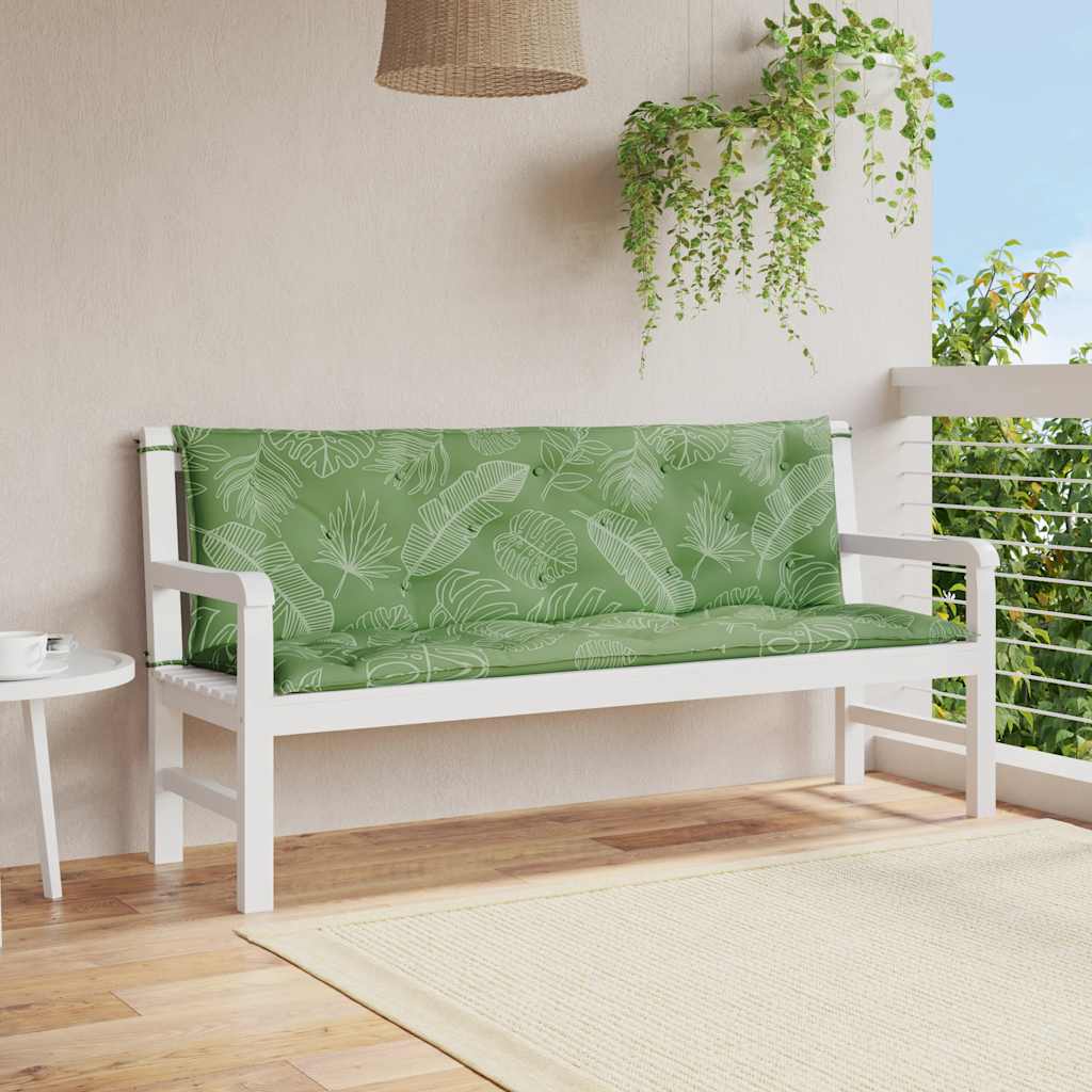 Vidaxx coussins de banc de jardin 2 pcs motif feuille 150x50x7 cm tissu