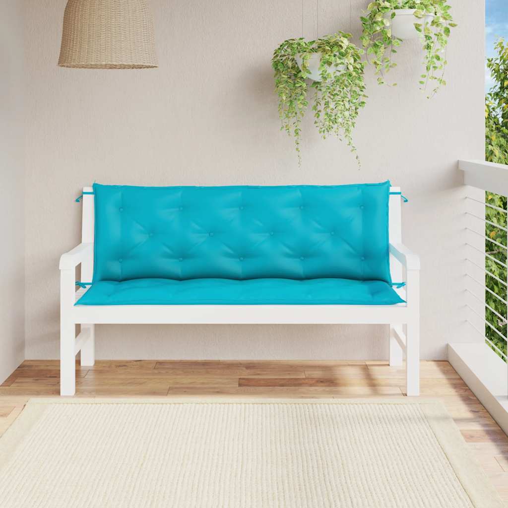 VidaXL coussins de banc de jardin 2 pcs 150x50x7 cm tissu turquoise