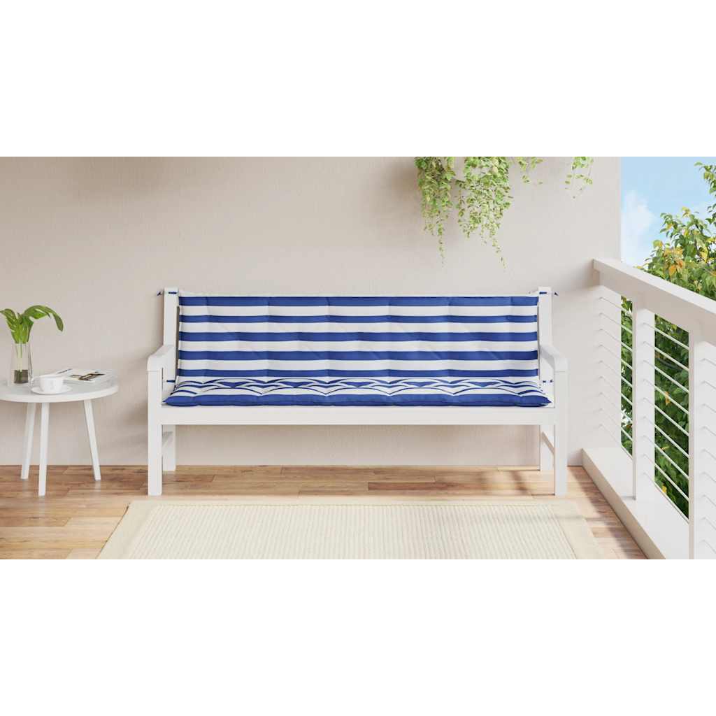Vidaxl coussins de banc de jardin 2 pcs tissu oxford rayé blanc et bleu