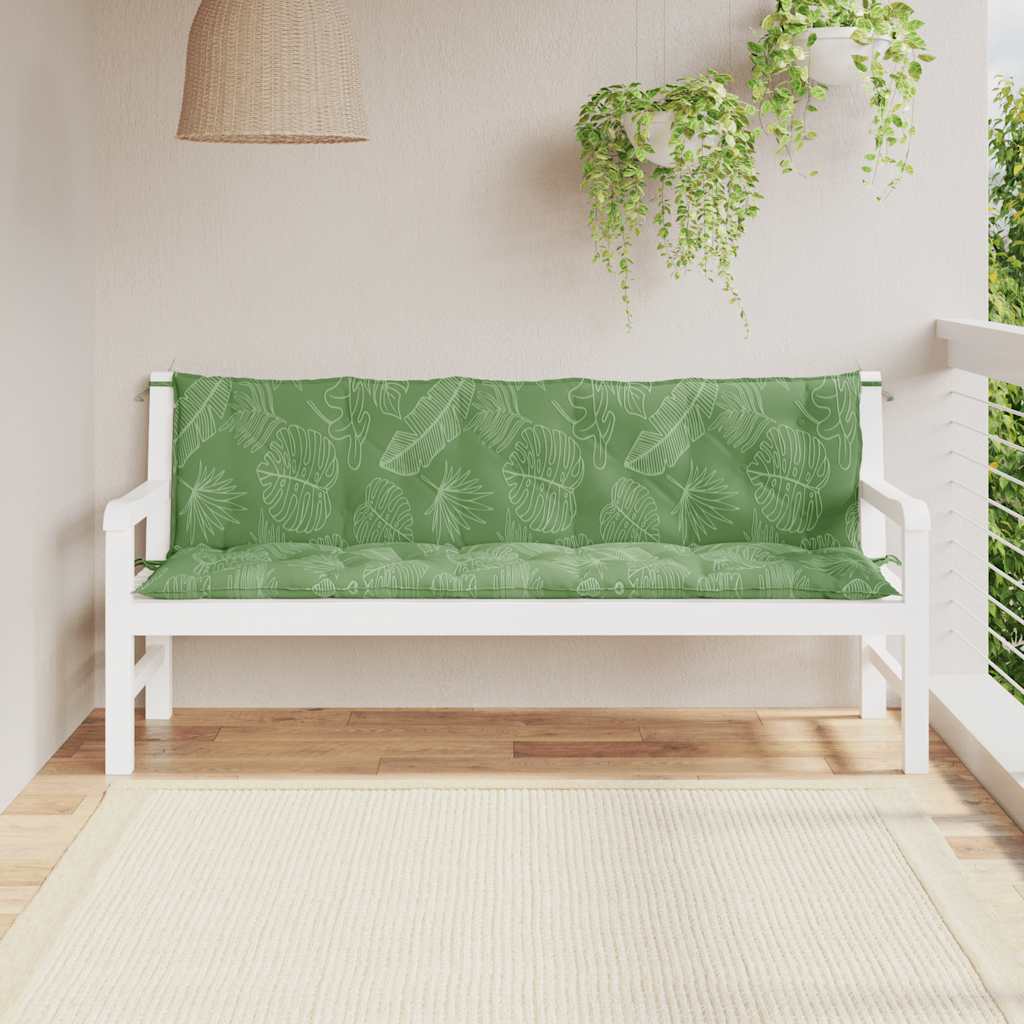 VidaXL coussins de banc de jardin 2 pcs tissu oxford motif feuille