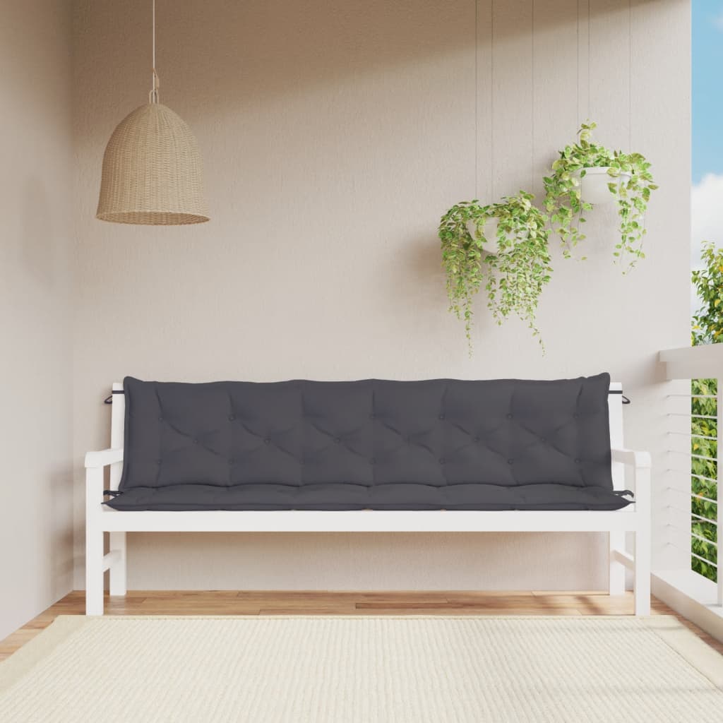 Vidaxx coussins de banc de jardin 2 pcs 200x50x7 cm tissu oxford anthracite