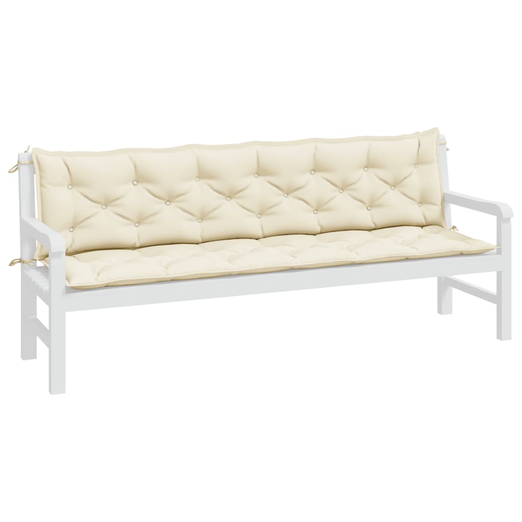 Vidaxx coussins de banc de jardin 2 pcs 200x50x7 cm tissu oxford blanc crème