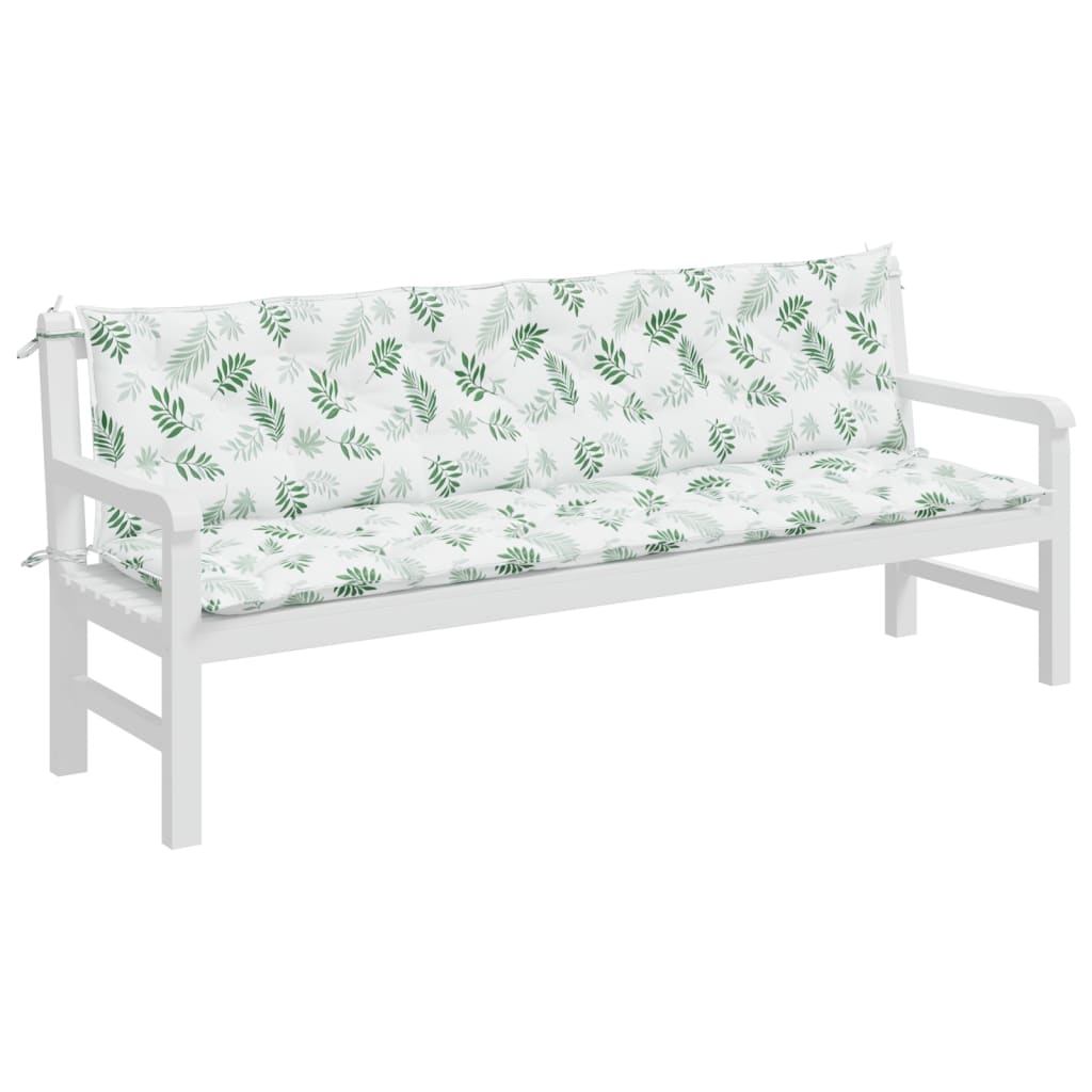 VidaXL Coussins de banc de jardin 2 pcs motif feuille 200x50x7 cm tissu