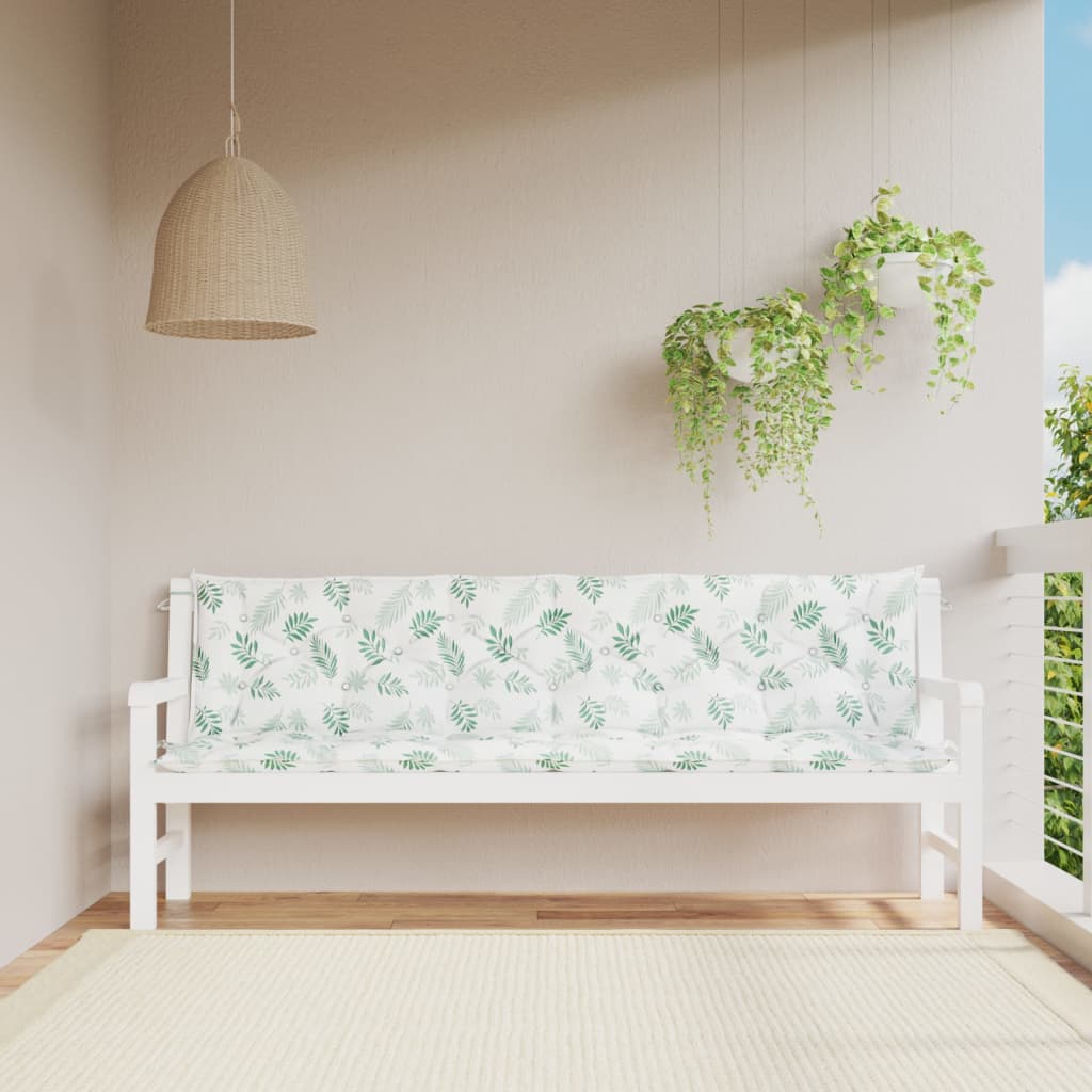 VidaXL Coussins de banc de jardin 2 pcs motif feuille 200x50x7 cm tissu