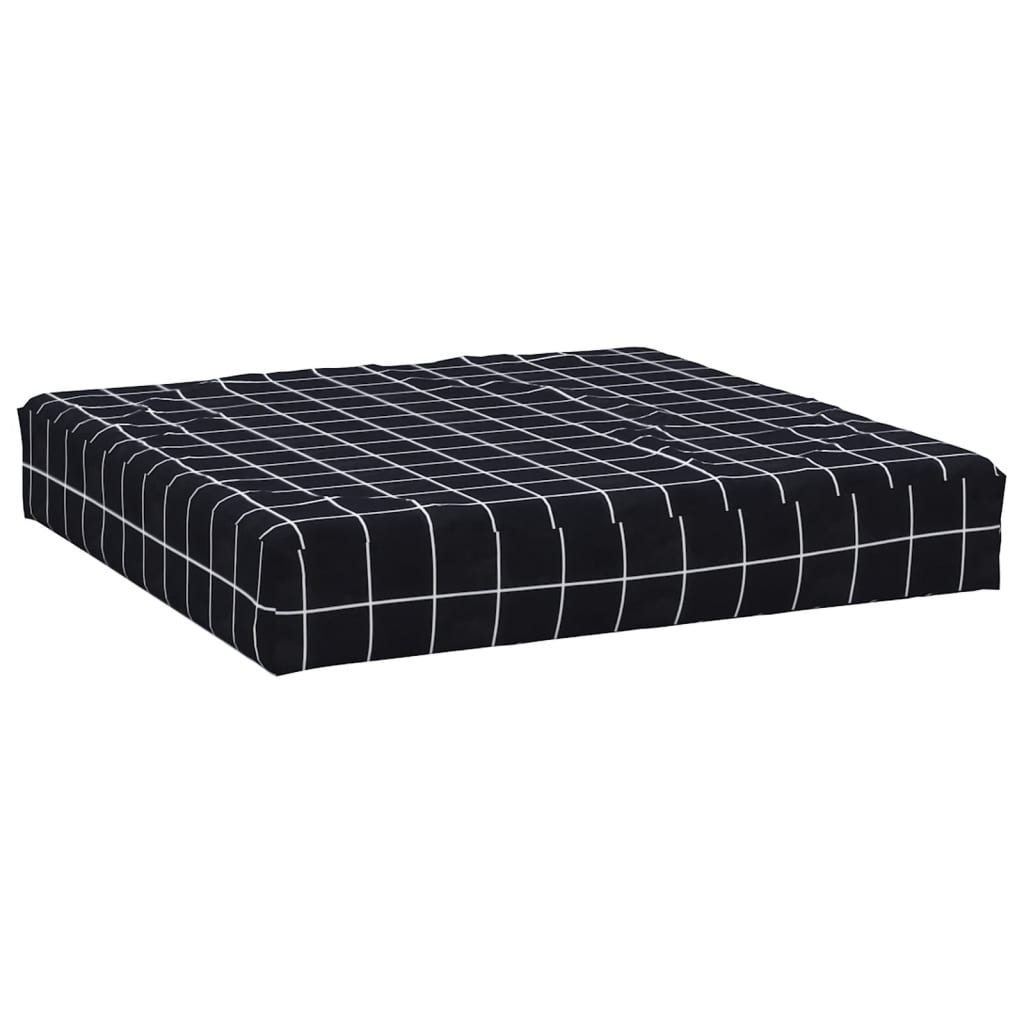 VidaXL coussin de palette à carreaux 60x60x8 cm tissu oxford noir