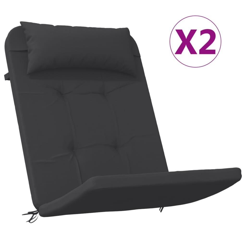 VidaXL Coussins de chaise 2 pcs Adirondack tissu oxford noir