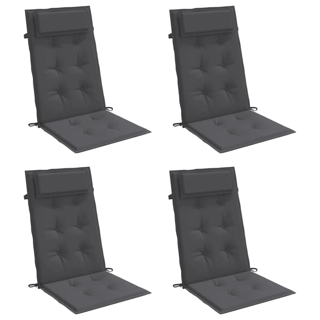 VidaXL Coussins de chaise 4 pcs dossier haut tissu oxford anthracite
