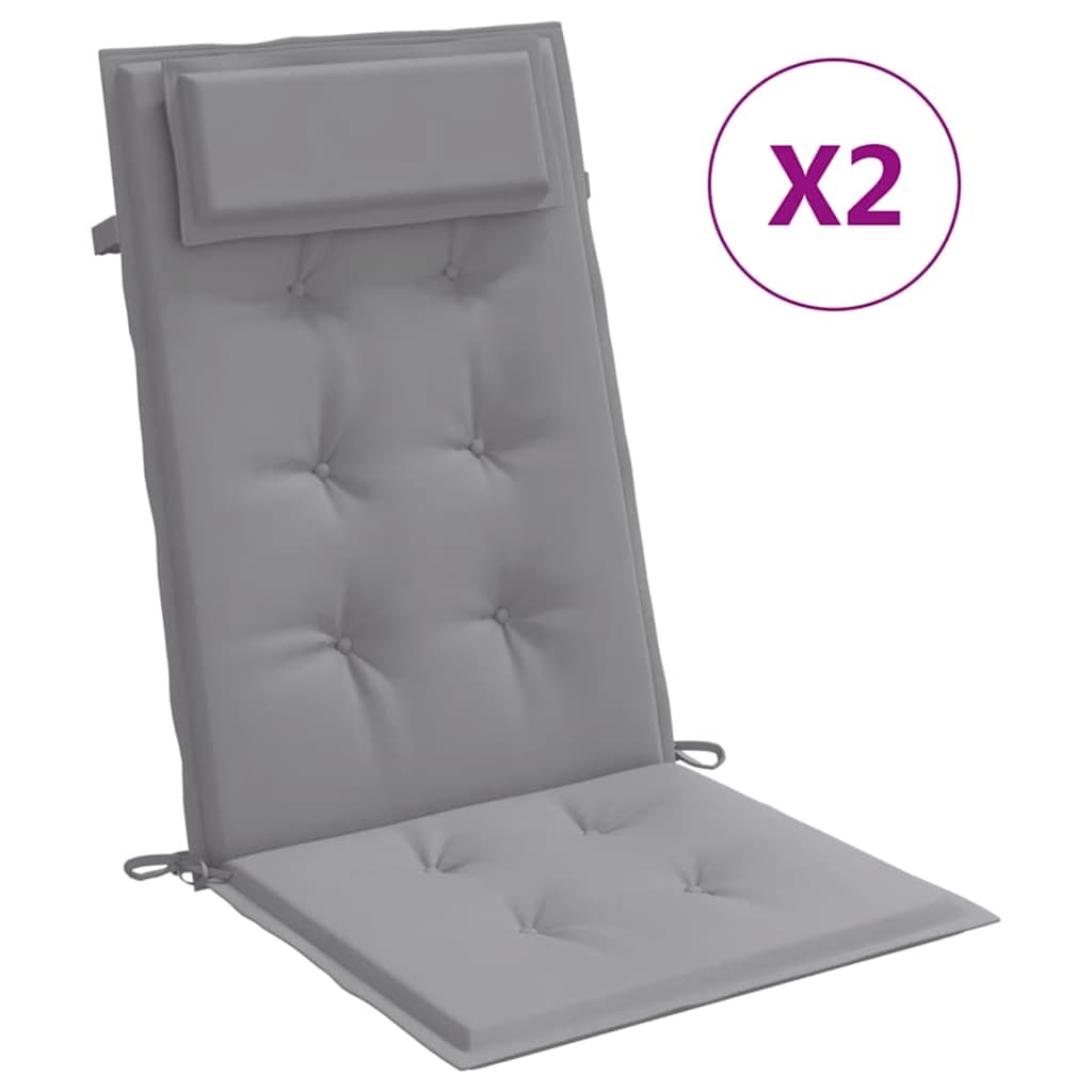 VidaXL coussins de chaise 2 pcs dossier haut tissu oxford gris